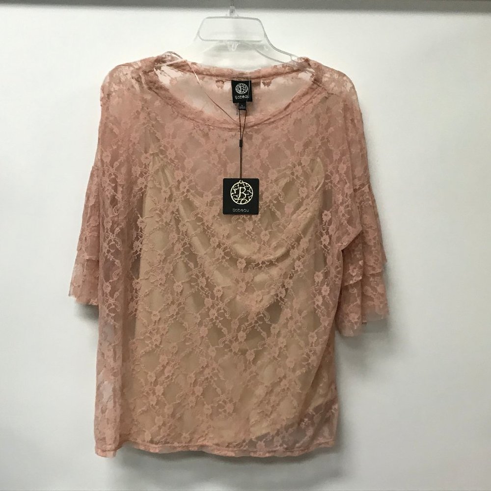 NWT Nordstrom Bobeau Sheer Lace Overlay Blouse Top - Picture 1 of 3